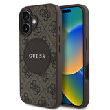 Apple iPhone 16 Kılıf Guess Magsafe Şarj Özellikli Circle Classic Kapak Kahverengi