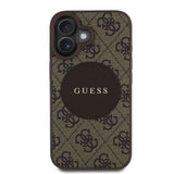 Apple iPhone 16 Kılıf Guess Magsafe Şarj Özellikli Circle Classic Kapak Kahverengi