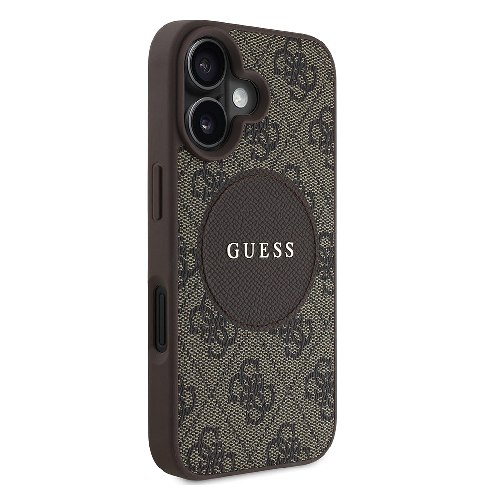 Apple iPhone 16 Kılıf Guess Magsafe Şarj Özellikli Circle Classic Kapak Kahverengi