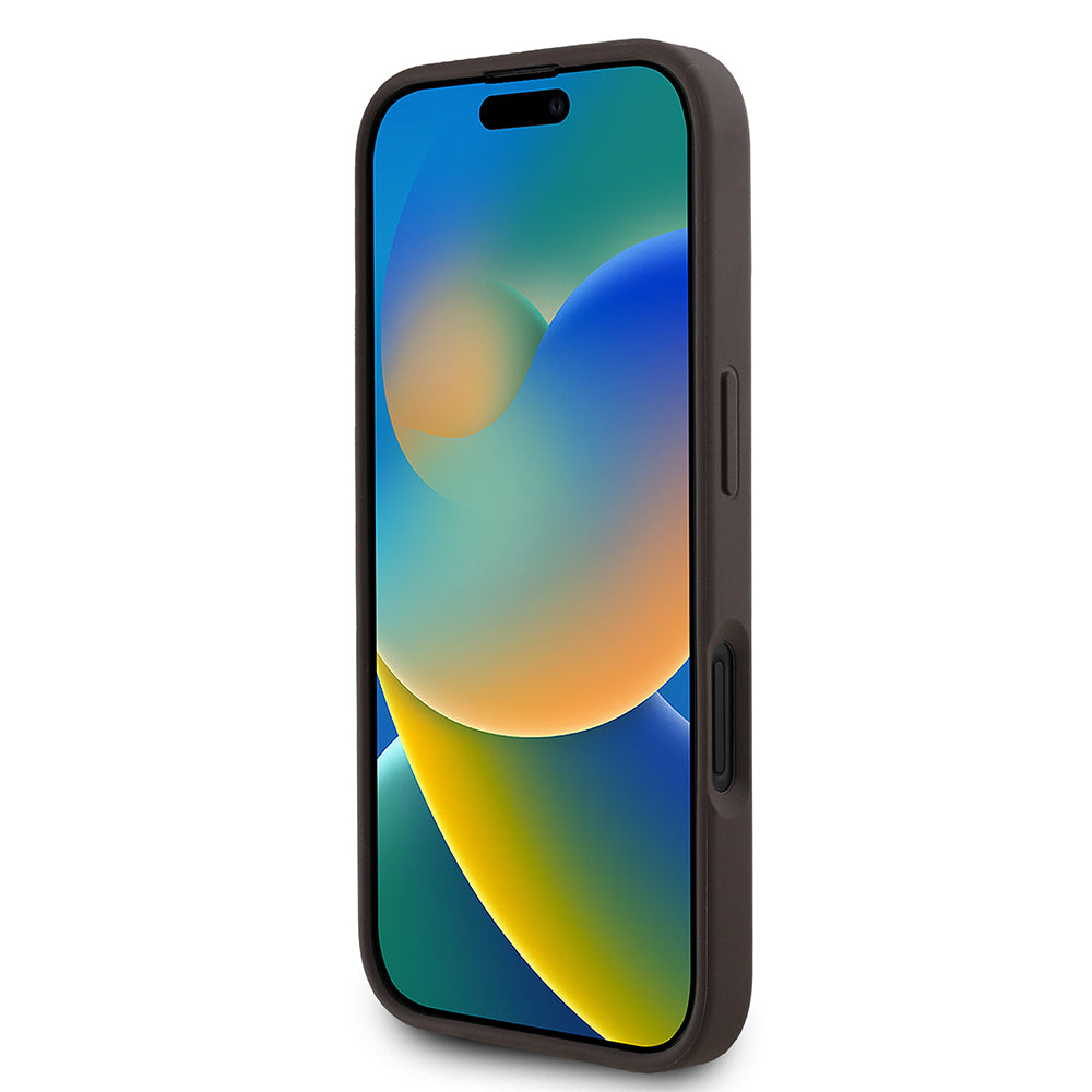 Apple iPhone 16 Kılıf Guess Magsafe Şarj Özellikli Circle Classic Kapak Kahverengi