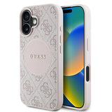 Apple iPhone 16 Kılıf Guess Magsafe Şarj Özellikli Circle Classic Kapak Pembe
