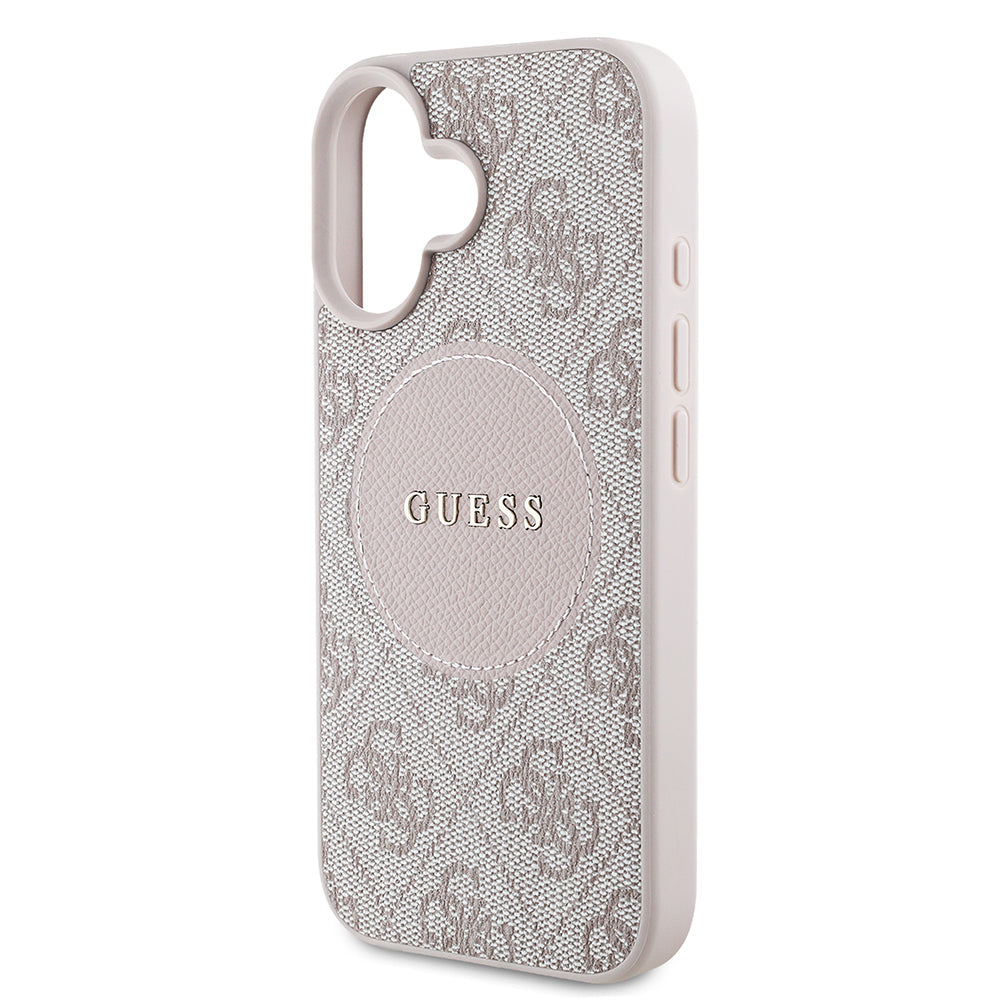 Apple iPhone 16 Kılıf Guess Magsafe Şarj Özellikli Circle Classic Kapak Pembe
