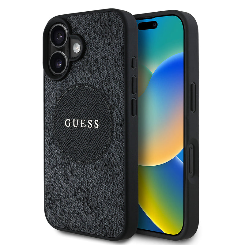 Apple iPhone 16 Kılıf Guess Magsafe Şarj Özellikli Circle Classic Kapak Siyah