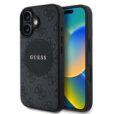 Apple iPhone 16 Kılıf Guess Magsafe Şarj Özellikli Circle Classic Kapak Siyah