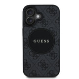 Apple iPhone 16 Kılıf Guess Magsafe Şarj Özellikli Circle Classic Kapak Siyah
