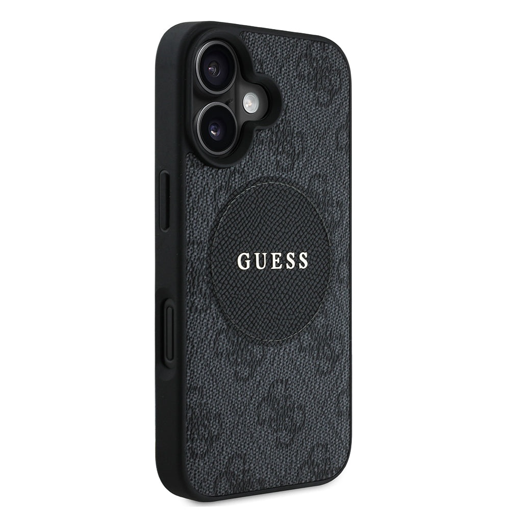 Apple iPhone 16 Kılıf Guess Magsafe Şarj Özellikli Circle Classic Kapak Siyah