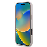 Apple iPhone 16 Kılıf Guess PU Deri Şerit Logo Dizaynlı Kapak Pembe