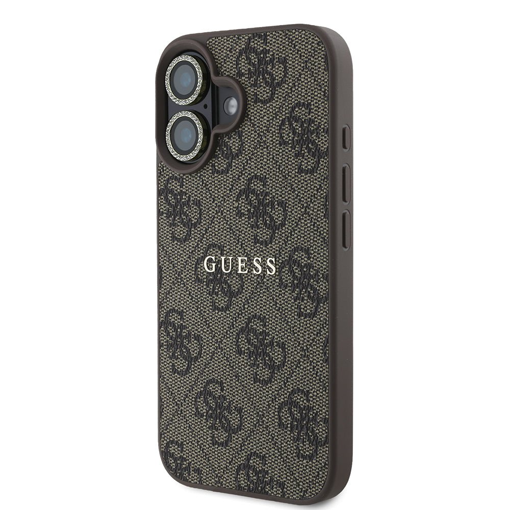 Apple iPhone 16 Guess Kılıf Ekran ve Lens Koruyuculu 3'lü Aksesuar Seti Kahverengi