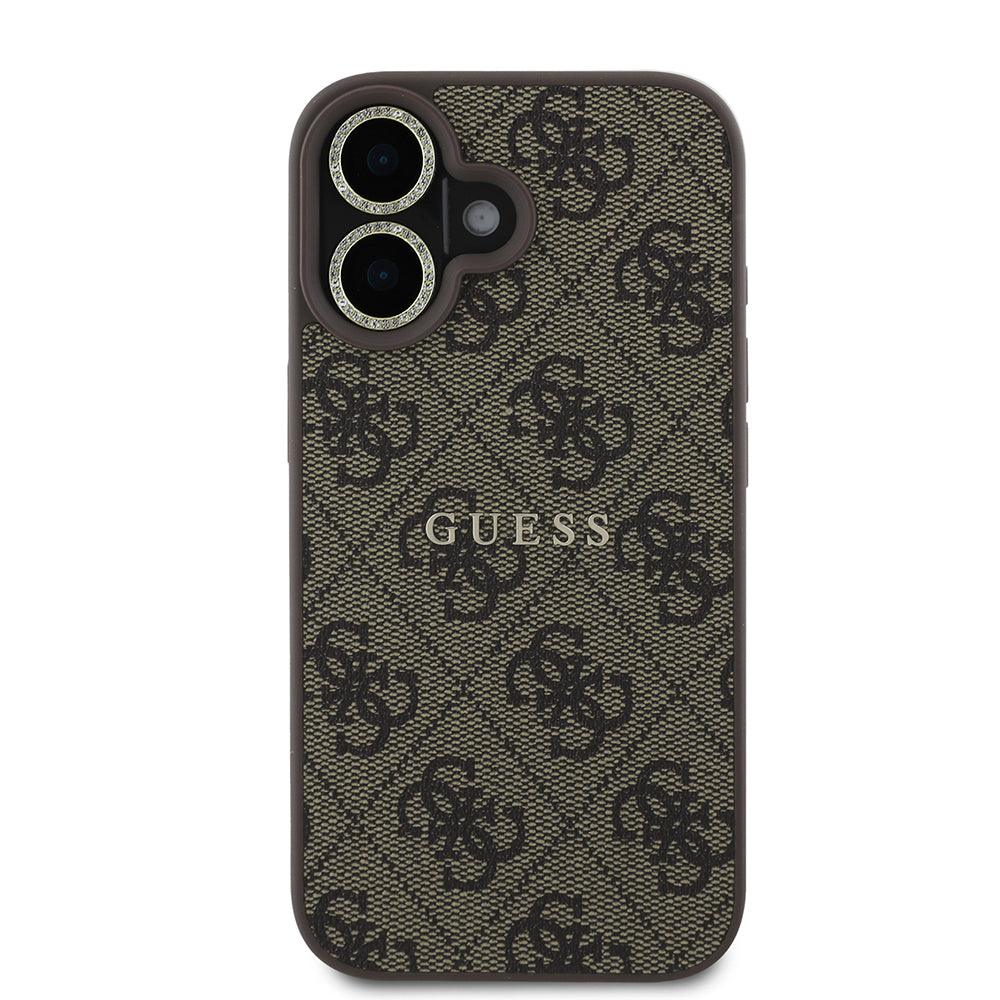 Apple iPhone 16 Guess Kılıf Ekran ve Lens Koruyuculu 3'lü Aksesuar Seti Kahverengi