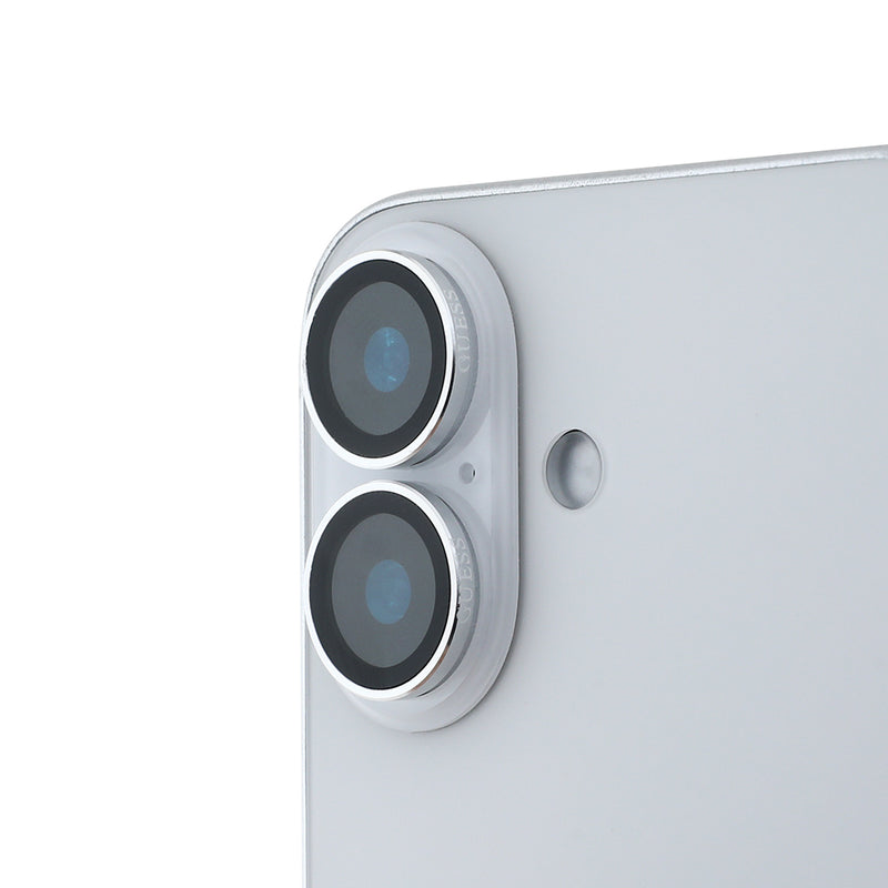 Apple iPhone 16 Plus Guess Metal Kamera Lens Koruyucu Gümüş