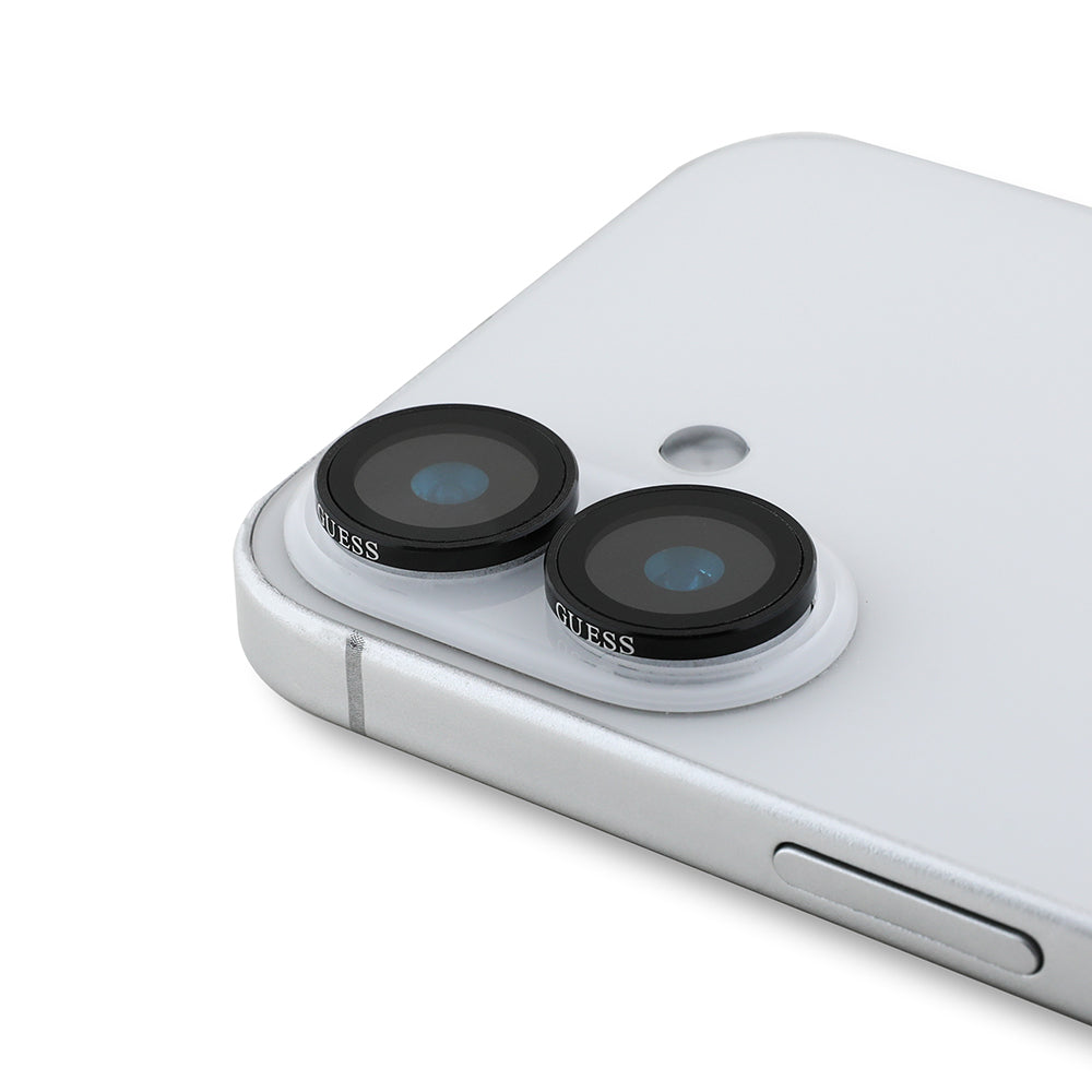Apple iPhone 16 Guess Metal Kamera Lens Koruyucu Siyah