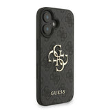 Apple iPhone 16 Plus Kılıf Guess Bilek Askı İpli Kapak Metal Büyük 4G ve Yazı Logolu Siyah
