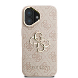 Apple iPhone 16 Plus Kılıf Guess Kamera Standlı Kapak 4G Desenli Metal 4G Logolu Pembe