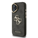 Apple iPhone 16 Kılıf Guess Kamera Standlı Kapak 4G Desenli Metal 4G Logolu Siyah