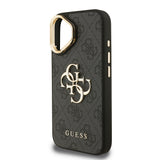 Apple iPhone 16 Kılıf Guess Kamera Standlı Kapak 4G Desenli Metal 4G Logolu Siyah