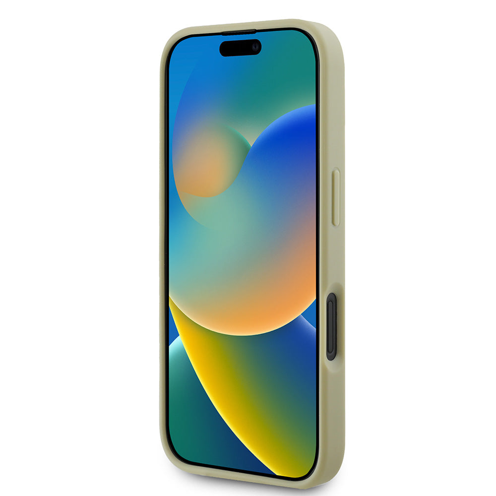 Apple iPhone 16 Plus Kılıf Guess 4G Büyük Metal Logolu Glitter Kapak Gold