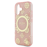 Apple iPhone 16 Plus Kılıf Guess Magsafe Şarj Özellikli 4G Desenli IML Yazı Logolu Peony Kapak Pembe