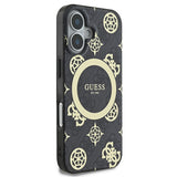 Apple iPhone 16 Plus Kılıf Guess Magsafe Şarj Özellikli 4G Desenli IML Yazı Logolu Peony Kapak Siyah
