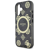 Apple iPhone 16 Plus Kılıf Guess Magsafe Şarj Özellikli 4G Desenli IML Yazı Logolu Peony Kapak Siyah