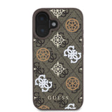 Apple iPhone 16 Plus Kılıf Guess Magsafe Şarj Özellikli 4G Desenli Yazı Logolu Peony Kapak Kahverengi