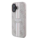 Apple iPhone 16 Plus Kılıf Guess Magsafe Şarj Özellikli 4G Şerit Tasarımlı Printed Kapak Pembe