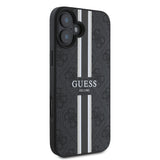 Apple iPhone 16 Plus Kılıf Guess Magsafe Şarj Özellikli 4G Şerit Tasarımlı Printed Kapak Siyah