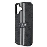 Apple iPhone 16 Plus Kılıf Guess Magsafe Şarj Özellikli 4G Şerit Tasarımlı Printed Kapak Siyah