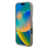 Apple iPhone 16 Plus Kılıf Guess Magsafe Şarj Özellikli Grained Triangle Kapak Kahverengi