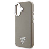 Apple iPhone 16 Plus Kılıf Guess Magsafe Şarj Özellikli Grained Triangle Kapak Kahverengi