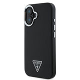 Apple iPhone 16 Plus Kılıf Guess Magsafe Şarj Özellikli Grained Triangle Kapak Siyah