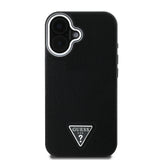 Apple iPhone 16 Plus Kılıf Guess Magsafe Şarj Özellikli Grained Triangle Kapak Siyah