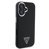 Apple iPhone 16 Plus Kılıf Guess Magsafe Şarj Özellikli Grained Triangle Kapak Siyah