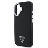 Apple iPhone 16 Plus Kılıf Guess Magsafe Şarj Özellikli Grained Triangle Kapak Siyah