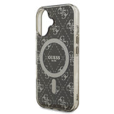 Apple iPhone 16 Plus Kılıf Guess Magsafe Şarj Özellikli IML Baskılı Klasik Logolu 4G Desenli Kapak Kahverengi