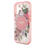 Apple iPhone 16 Plus Kılıf Guess Magsafe Şarj Özellikli IML Baskılı Yazı Logolu Flower Tonal Circle Kapak Pembe