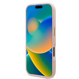 Apple iPhone 16 Plus Kılıf Guess  Magsafe Şarj Özellikli PU 4G Desenli Metal Plaka Klasik Logolu Kapak Pembe