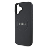 Apple iPhone 16 Plus Kılıf Guess Magsafe Şarj Özellikli Yazı Logolu Grained Kapak Siyah