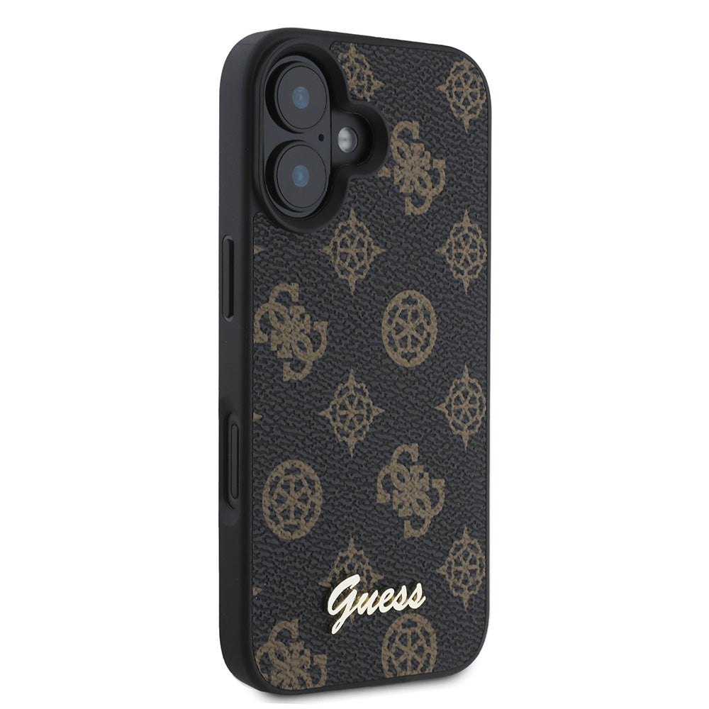 Apple iPhone 16 Plus Kılıf Guess Magsafe Şarj Özellikli Yazı Logolu Peony Kapak Siyah