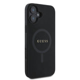 Apple iPhone 16 Plus Kılıf Guess Magsafe Şarj Özellikli Yazı Logolu Saffiano Classic Kapak Siyah