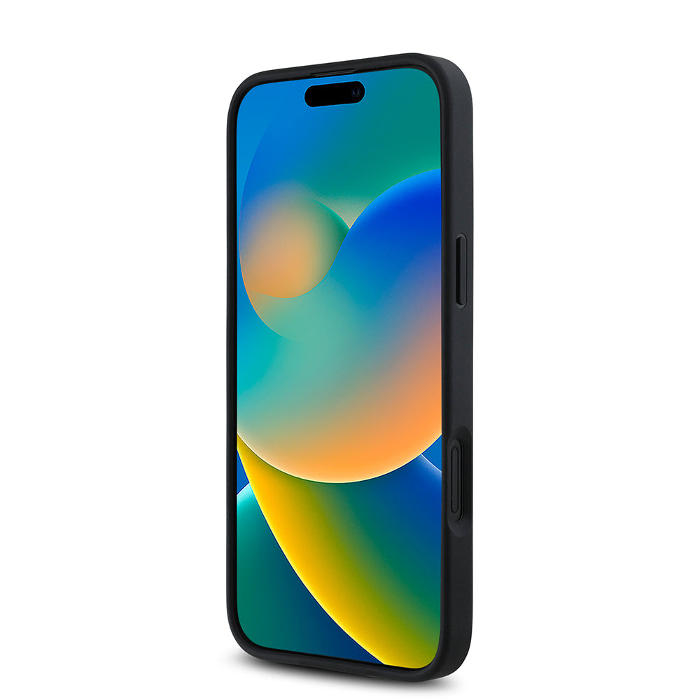 Apple iPhone 16 Kılıf Guess Magsafe Uyumlu Gül Baskılı ve 4G Desenli Kapak Siyah