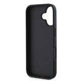 Apple iPhone 16 Plus Kılıf Guess PU Deri 4G Desenli Metal Büyük 4G ve Yazı Logolu Kapak Siyah