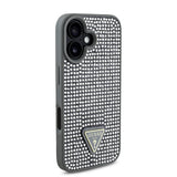 Apple iPhone 16 Plus Kılıf Guess Üçgen Logolu Rhinestone Taşlı Kapak Gümüş