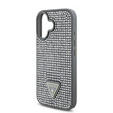 Apple iPhone 16 Plus Kılıf Guess Üçgen Logolu Rhinestone Taşlı Kapak Gümüş