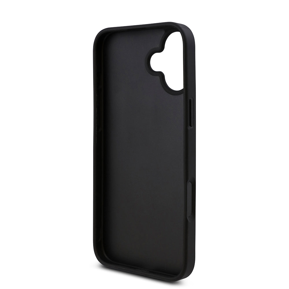 Apple iPhone 16 Plus Kılıf Guess Üçgen Logolu Rhinestone Taşlı Kapak Siyah