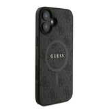 Apple iPhone 16 Plus Kılıf Guess M-safe Şarj Özellikli Bilek Askı İpli Yazı Logolu Kapak Siyah