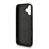 Apple iPhone 16 Plus Kılıf Guess M-safe Şarj Özellikli Bilek Askı İpli Yazı Logolu Kapak Siyah