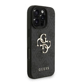 Apple iPhone 16 Pro Kılıf Guess Bilek Askı İpli Kapak Metal Büyük 4G ve Yazı Logolu Siyah