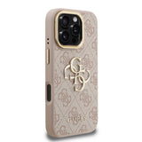 Apple iPhone 16 Pro Kılıf Guess Kamera Standlı Kapak 4G Desenli Metal 4G Logolu Pembe