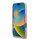 Apple iPhone 16 Pro Kılıf Guess Kamera Standlı M-Safe Özellikli Kapak Üçgen Logo 4G Desenli Pembe