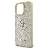 Apple iPhone 16 Pro Kılıf Guess 4G Büyük Metal Logolu Glitter Kapak Gold